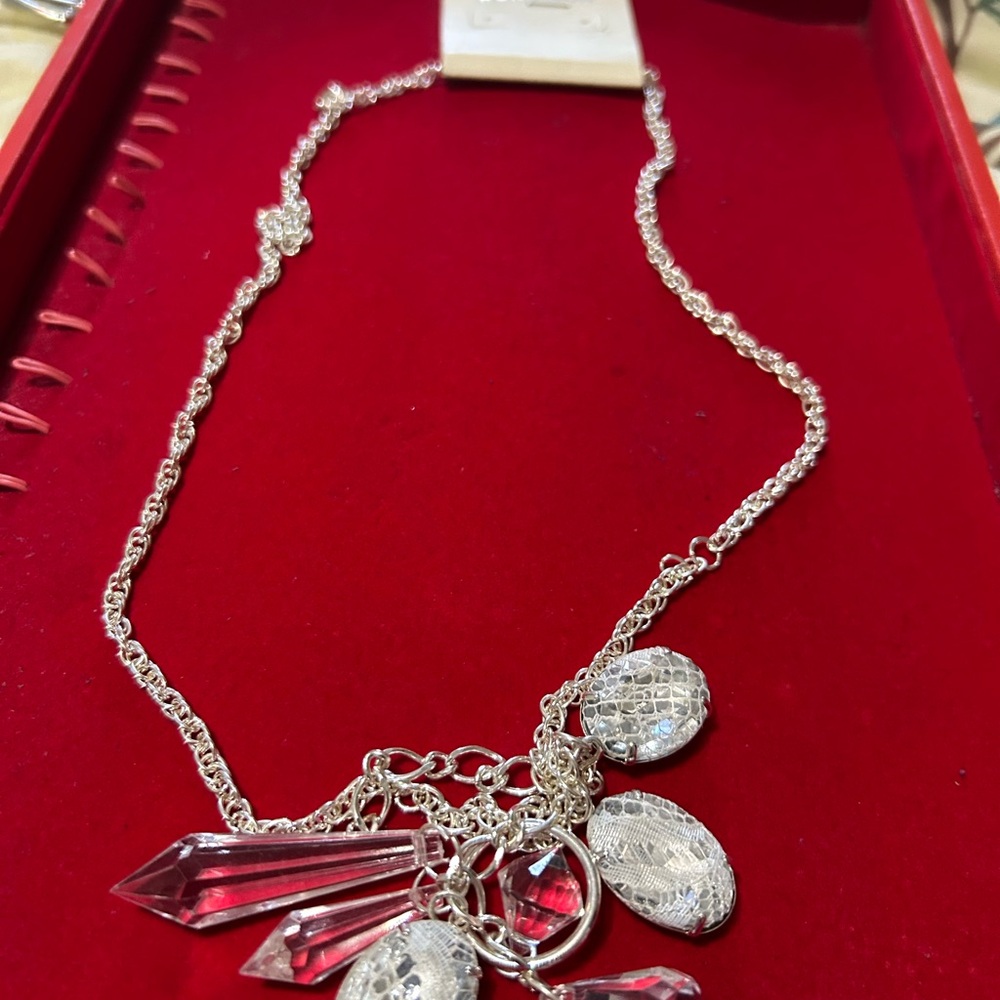 Elegant Silver Necklace with Pink Accents